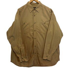 Nautica Jeans Co. Mens XL Beige Cotton Button-Up Shirt With Dual Chest Pockets